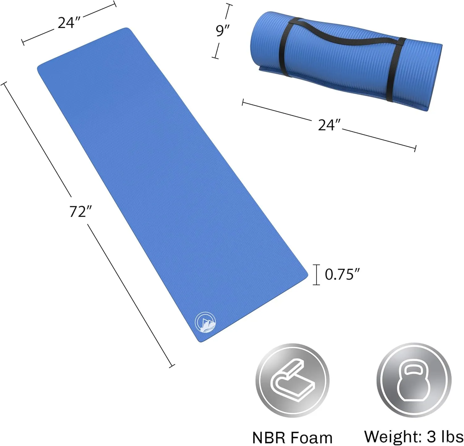 Foam Sleeping Pad for Camping - 0.75-Inch-Thick Waterproof Sleep Pad with Carry Straps for Cots, Tents, or Sleepovers by Wakeman Outdoors (Blue)