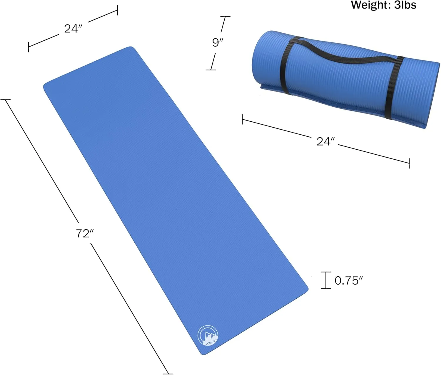 Foam Sleeping Pad for Camping - 0.75-Inch-Thick Waterproof Sleep Pad with Carry Straps for Cots, Tents, or Sleepovers by Wakeman Outdoors (Blue)
