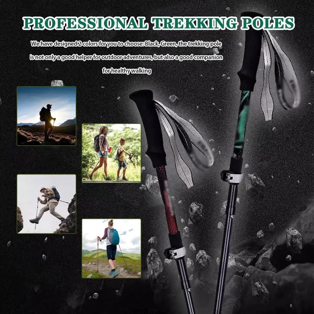 Foldable Portable Trekking Poles, Ultralight Nordic Walking Sticks, Telescopic, Quick Locks, for Camping