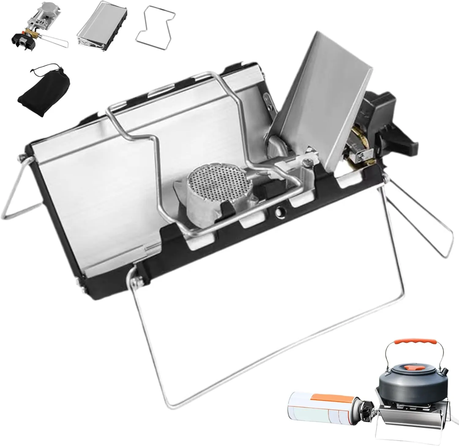 Folding Camping Stove, 3500W Portable Camping Stove with Ignition,Folding Cassette Stove, Backpacking Stove for Outdoor Picnic Hiking, Camping Gas Stove