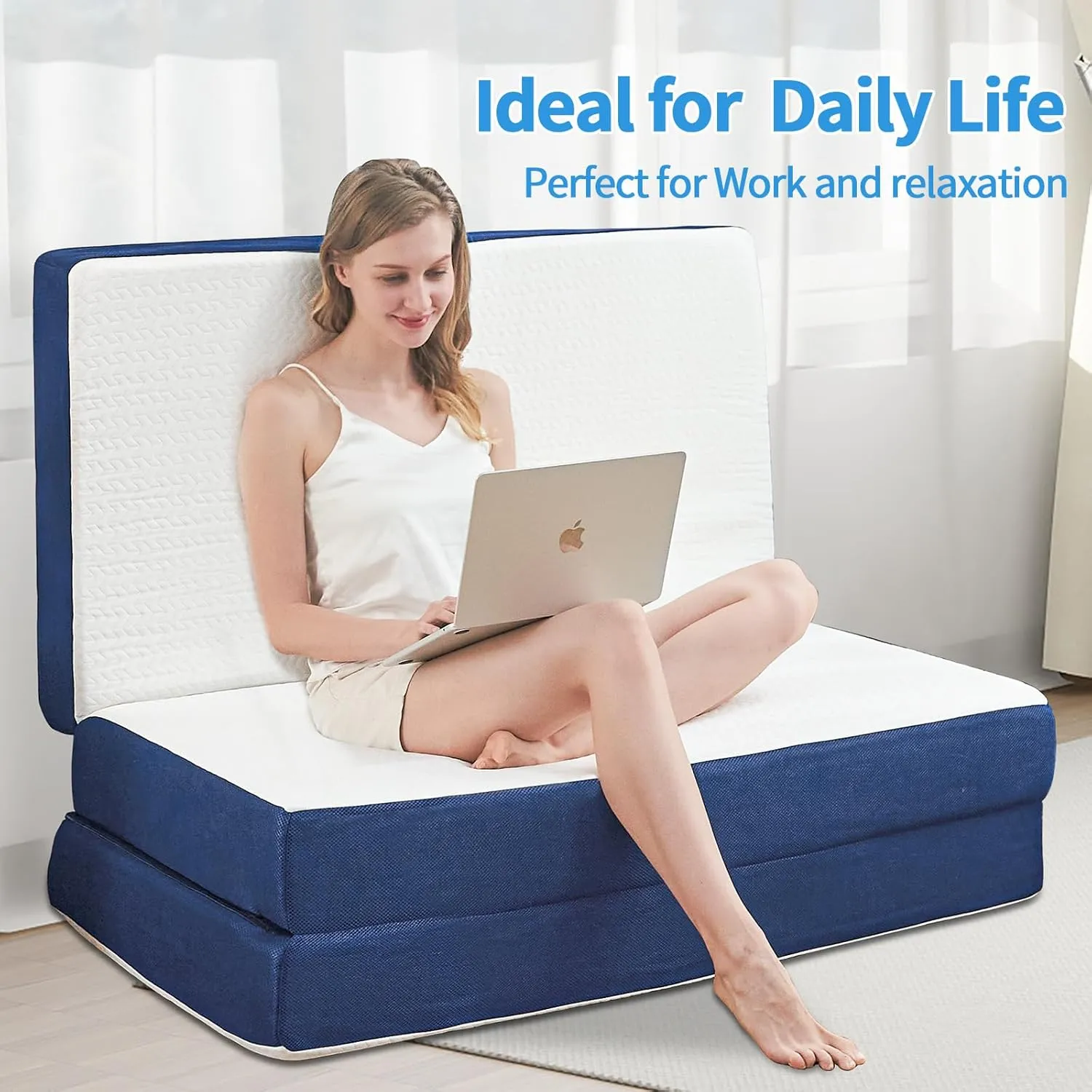 Folding Mattress Twin,6 inch Memory Foam Tri Fold,Portable Mattress with Washable Cover, Guest Bed Portable Foldable Mattress Topper for Camping, Road Trip,Travel(38"×75"×6")
