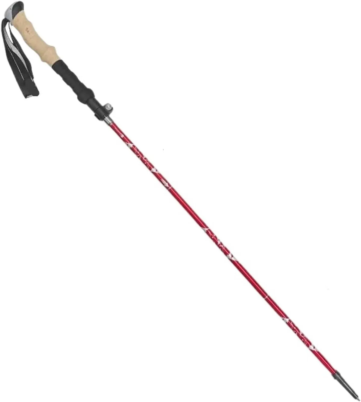 Folding Trekking Poles Carbon Fiber Pattern Collapsible Hiking Stick Outdoor Camping