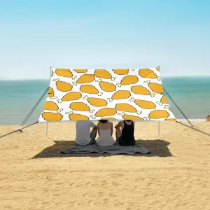 Fried Chicken Fast Food Beach Canopy Tent Anti-UV & Wind Resistant, Camping Sun Shelter Easy Setup Portable,Outdoor Shade Tents with Sandbags,Sand Shovels,Ground Pegs & Stability Poles