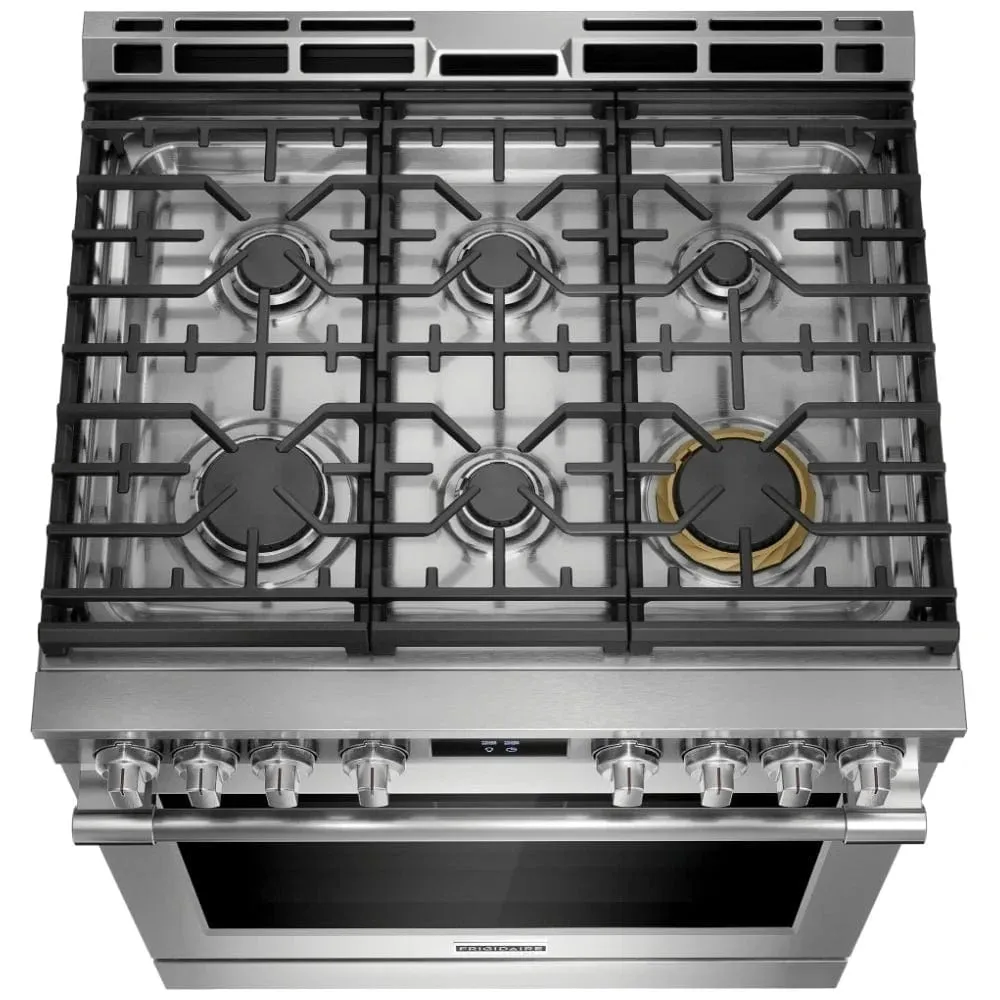 Frigidaire Professional PCFG3080AF Gas Range, 30 inch Exterior Width, Self Clean, Convection, 6 Burners, 6.0 cu. ft. Capacity, Air Fry,