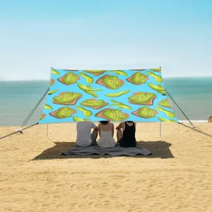 Fruit Avocado Toast Breakfast Beach Camping Tent Sun Shelter for Whole Family, Beach Shade Canopy with UPF50  UV Protection,Easy Set Up and Carry,Outdoor Shade for Trips, Fishing, Backyard Fun
