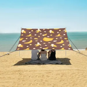 Fruit Banana Yellow Pattern Beach Camping Tent Sun Shelter for Whole Family, Beach Shade Canopy with UPF50  UV Protection,Easy Set Up and Carry,Outdoor Shade for Trips, Fishing, Backyard Fun Pi