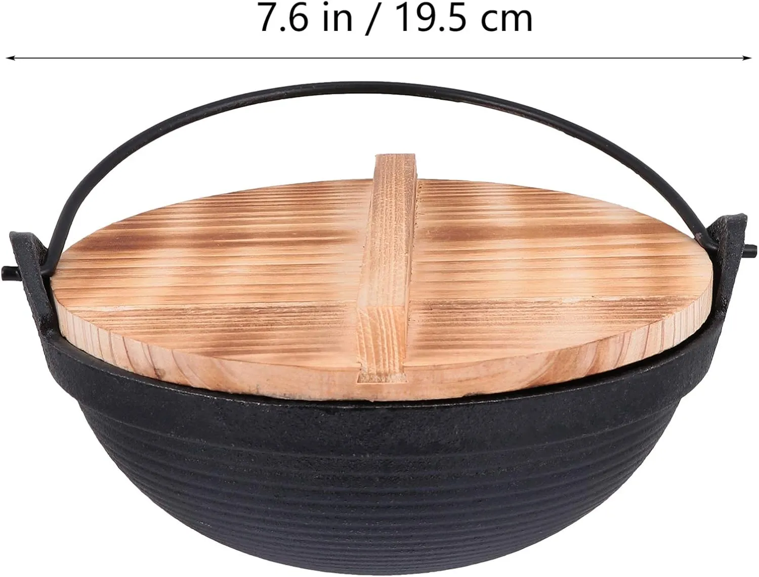 Frying 1 Set Cast Iron Camping Pot with Lid Hanging Cooking Pot Outdoor Picnic Cookware Nonstick Iron Deep Frying Pan for Dinner Backpacking Hiking 20cm pan, 19.5X19.5X6.5CM, Black