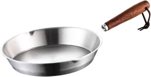Frying Pan Stainless Steel Mini Frying Pan, Non-Stick Breakfast Omelet Pan with Wood Handle Kitchen Cookware for Eggs, Pancakes,14cm