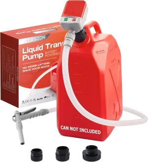 Fuel Transfer Pump Battery Powered Electric Portable Gas Can Tank Pump for Gasoline Diesel kerosene Liquid with Flexible Hose Hand Gas Nozzle(Can Not Included)
