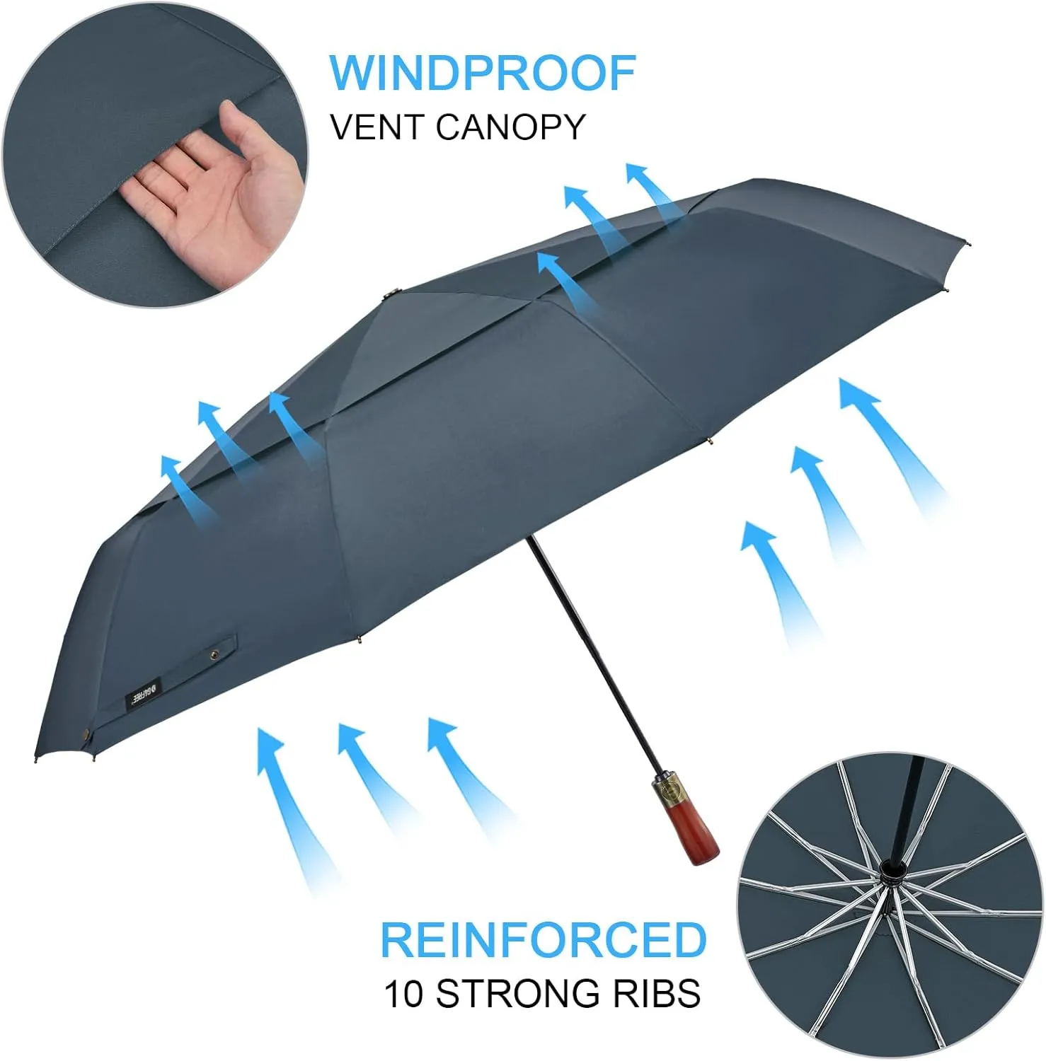 G4Free 54 Inch Large Compact Windproof Golf Umbrella for Rain Oversized Auto Open Close Folding Travel 10 Ribs Vented Double Canopy Umbrella for Women Men