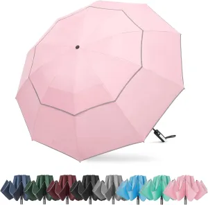 G4Free 54/62 Inch Windproof Inverted Umbrella with Reflective Stripe, Large Compact Reverse Golf Travel Umbrella for Rain 10 Ribs Double Canopy Automatic Open Close