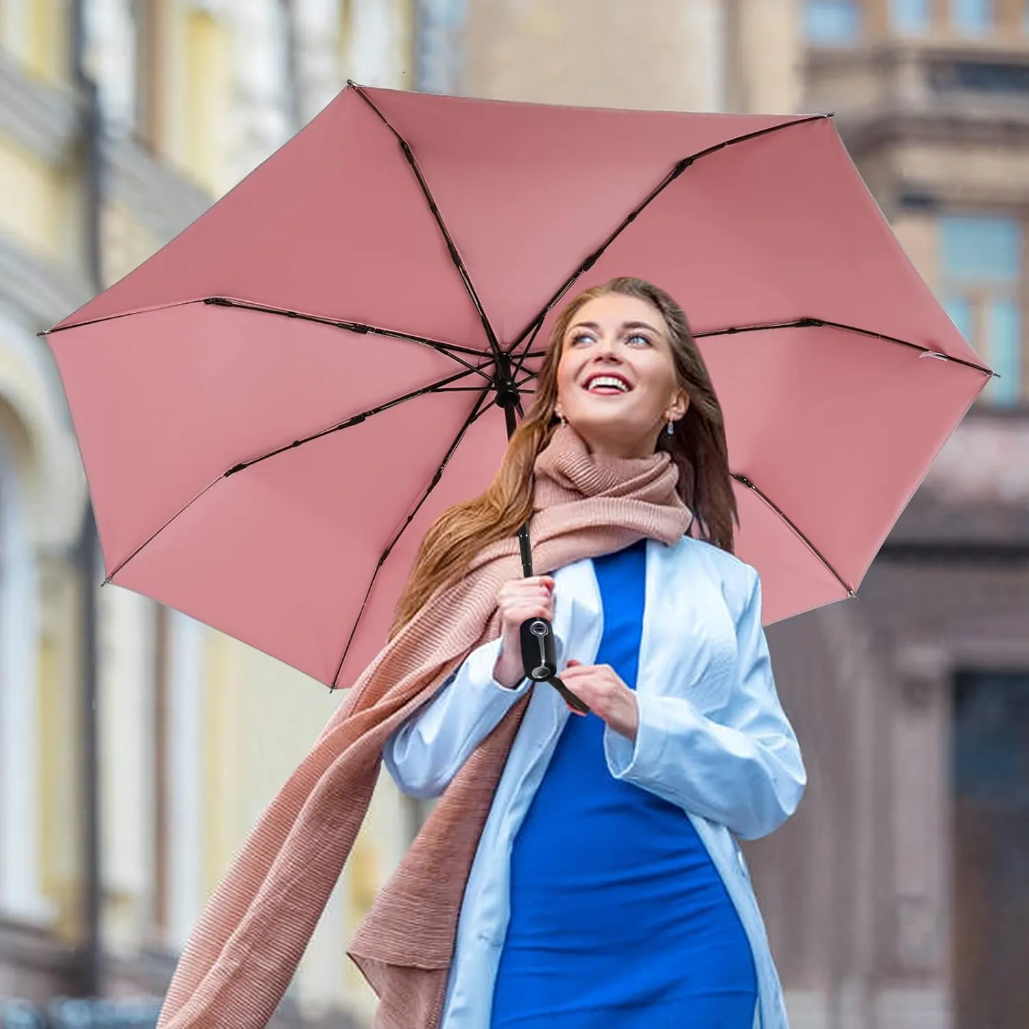 G4Free UPF 50  UV Protection Large Travel Umbrella 42/46 Inch Auto Open Close Windproof Sun Blocking Umbrella