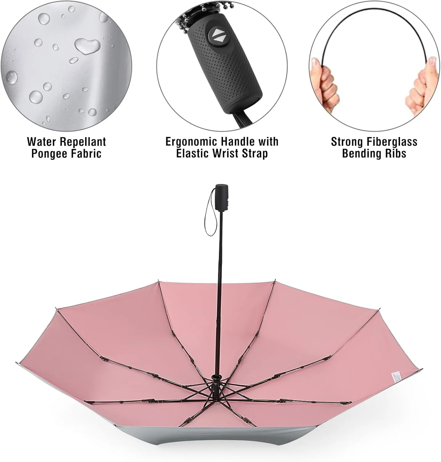 G4Free UPF 50  UV Protection Large Travel Umbrella 42/46 Inch Auto Open Close Windproof Sun Blocking Umbrella