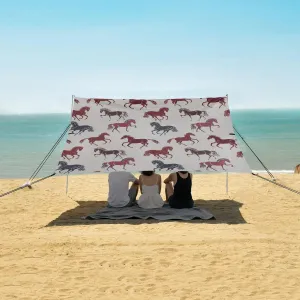 Galloping Horses Beach Camping Tent Sun Shelter for Whole Family, Beach Shade Canopy with UPF50  UV Protection,Easy Set Up and Carry,Outdoor Shade for Trips, Fishing, Backyard Fun Picnics