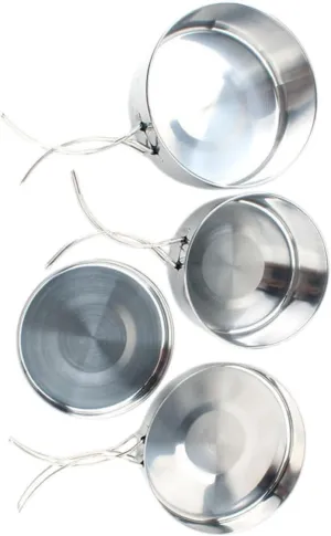 GANAZONO 4 in 1 Compact Stainless Steel Pot Set for Camping Hiking Backpacking for 2-3 People Outdoor Cooking