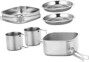 GANAZONO Outdoor Cooking Pan Portable Folding Pot Camping Mess Kit Camping Cooking Set Picnic Cookware Kit
