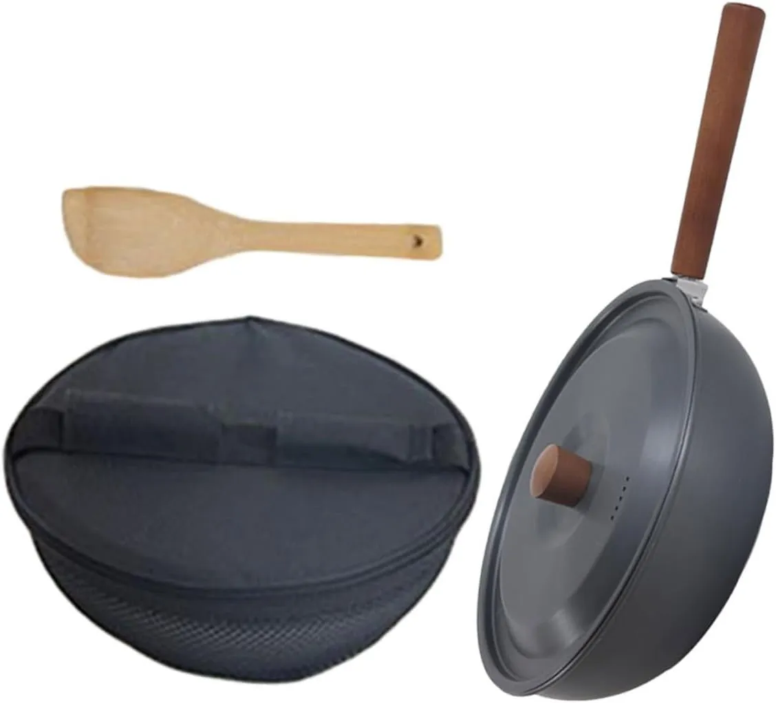 GANAZONO Sturdy Aluminum Alloy Camping Pot Nonstick Surface Detachable Handle Outdoor Grill Pan Hot Pot for Hiking