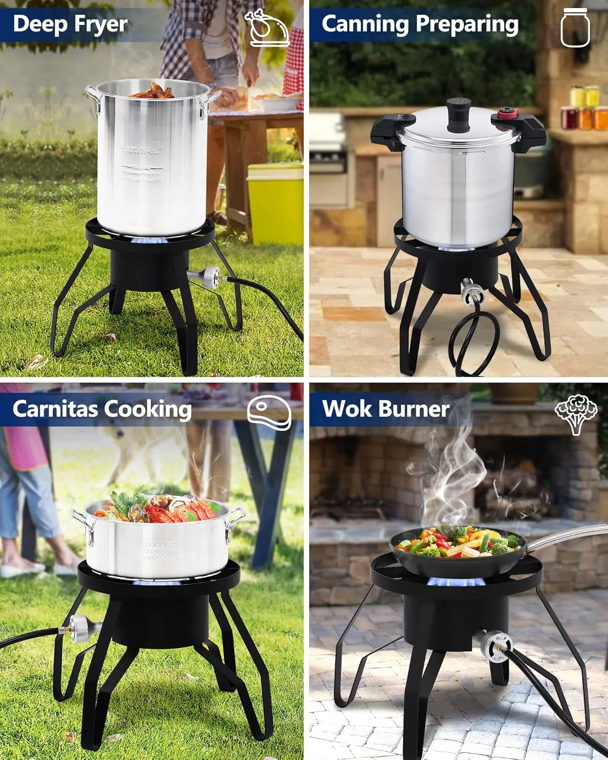 GAOMON Single Burner Propane Stove - Adjustable Regulator - Ideal for Home Brewing, Turkey Frying, and Outdoor Cooking
