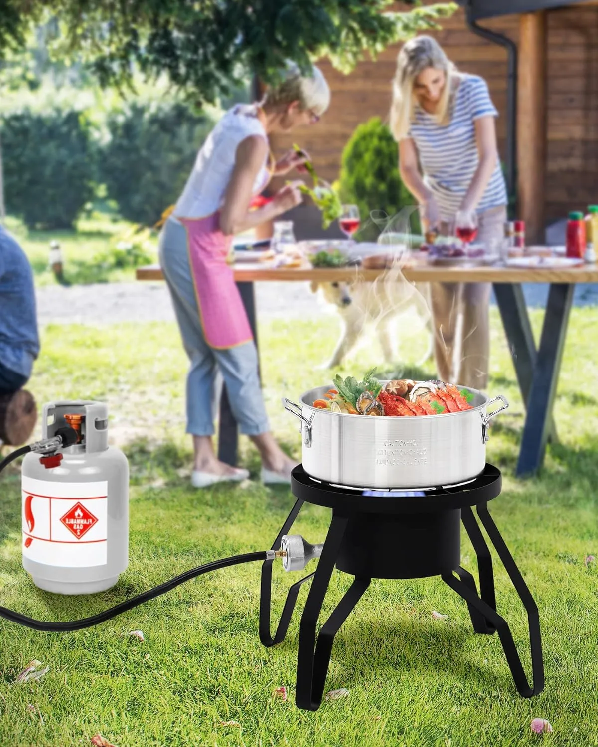 GAOMON Single Burner Propane Stove - Adjustable Regulator - Ideal for Home Brewing, Turkey Frying, and Outdoor Cooking