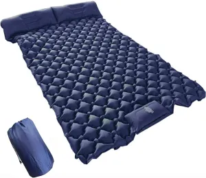 GaRcan Inflatable Sleeping Mattress Double Camping Mat with Pillow, Waterproof and Moisture-Proof Roll Mats, Sleeping Pad with Built-in Air Pump, Ultralight and Small Pack Size, for Backp