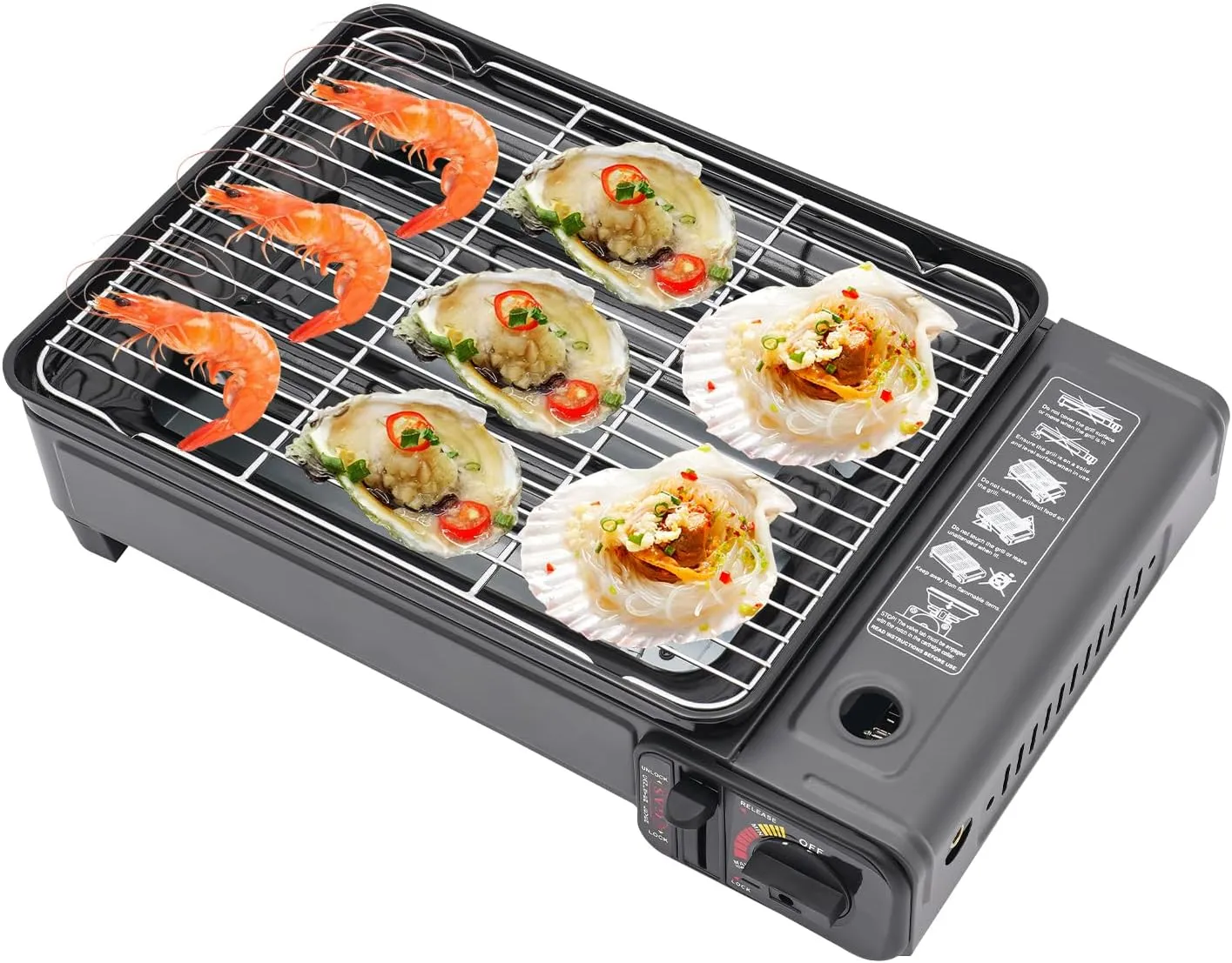 Gas Grill Butane Stove Butane Camping Stove Kit Tabletop BBQ Grill Portable Auto Ignition Camping Burner for Camping, Traveling, Trekking, and Outdoor Cooking