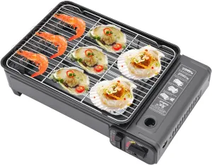 Gas Grill Butane Stove Butane Camping Stove Kit Tabletop BBQ Grill Portable Auto Ignition Camping Burner for Camping, Traveling, Trekking, and Outdoor Cooking