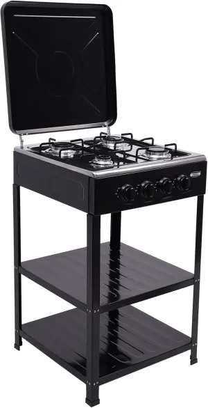 Gas Stove 4 Burner, Propane Burner with Storage Stand and Wind Blocking Cover, Stainless Steel Propane Gas Cooker, Portable Gas Stove for Camping Picnic Home RV Cooking, Manual Ignition