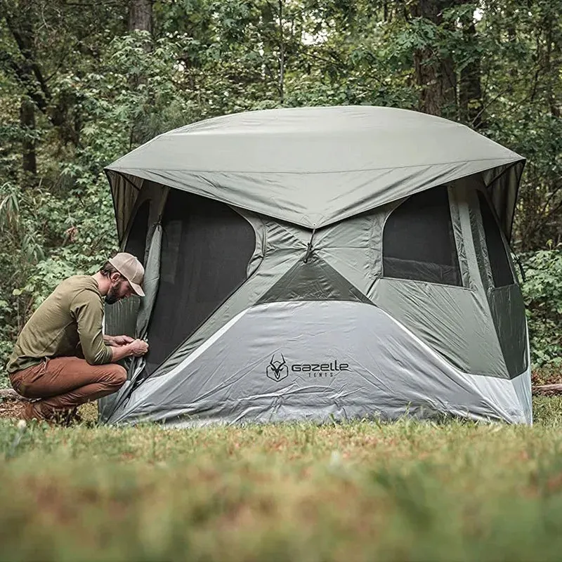 Gazelle T4 Hub Tent 4 Person Waterproof UV Resistant with Removable Floor & 90 Second Setup