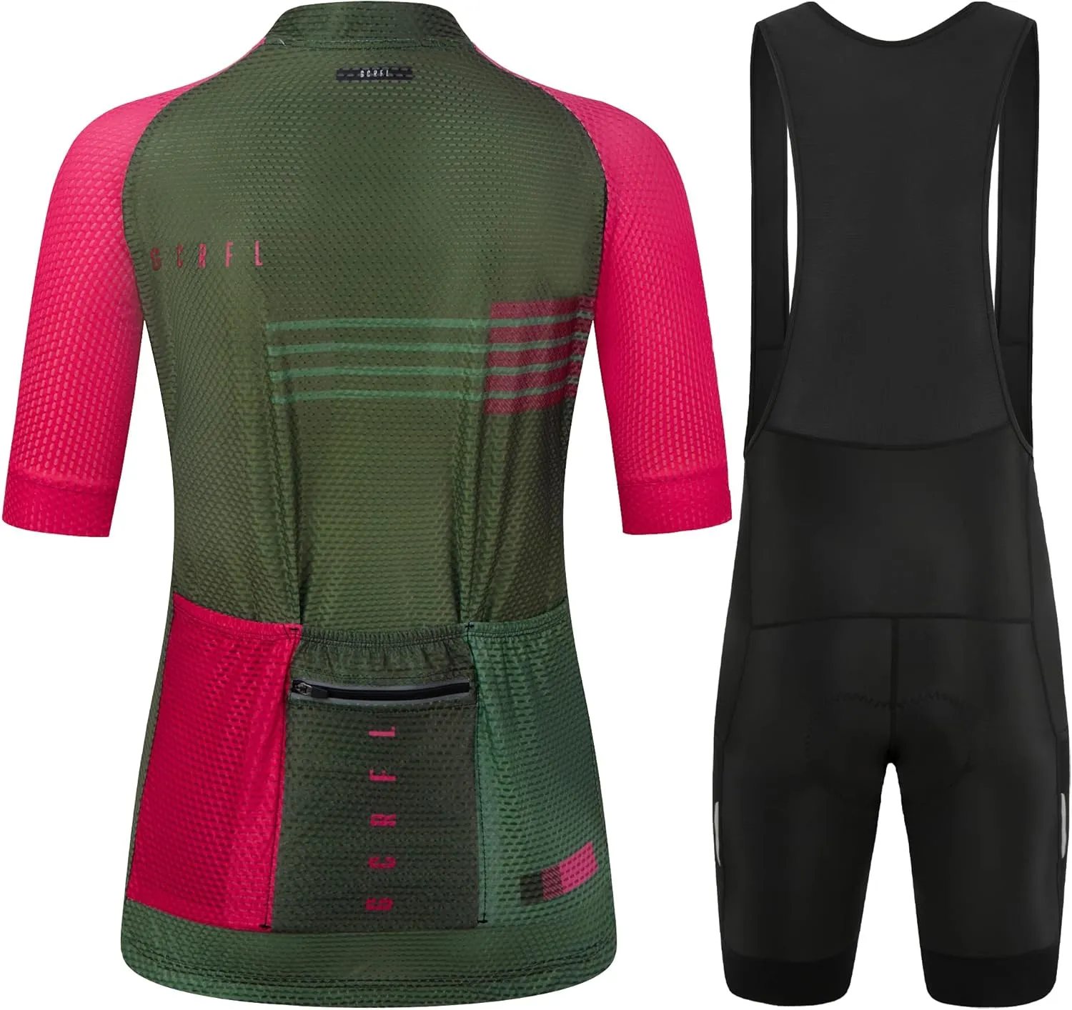 GCRFL Women's Cycling Jersey Sets Road Bike Jersey Riding Shirts Highly Breathable, Bib Shorts with Pockets and 4D Padded