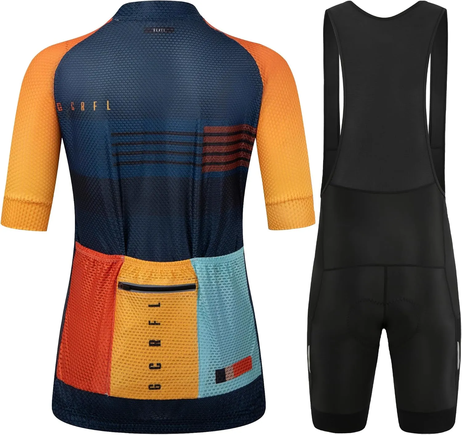 GCRFL Women's Cycling Jersey Sets Road Bike Jersey Riding Shirts Highly Breathable, Bib Shorts with Pockets and 4D Padded