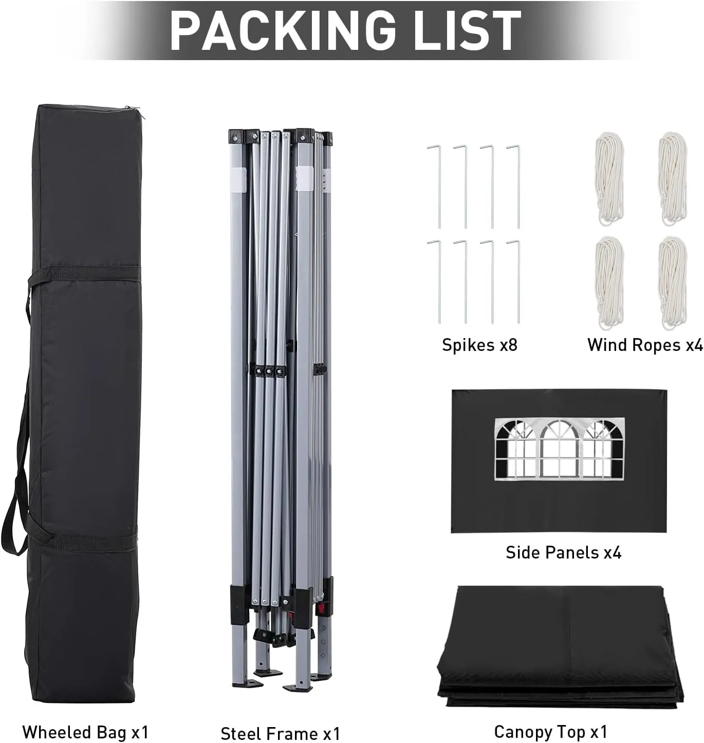 GDY 10x10ft Pop-up Paint Tent, Black Canopy Tent, Instant Shelter Portable Outdoor Canopies with 4 Removable SideWalls,for Events, Parties, Camping.