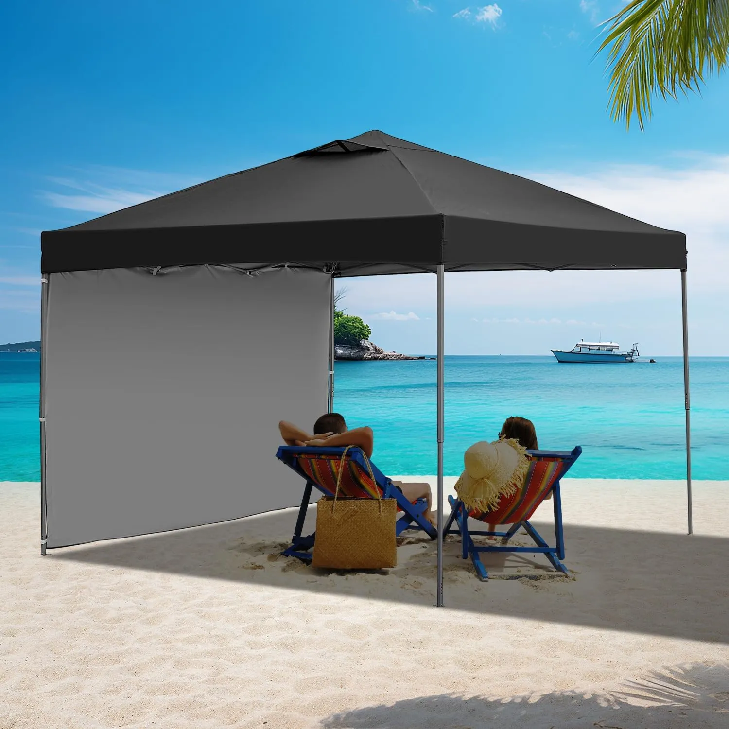 GDY 10x10ft Pop-up Paint Tent, Black Canopy Tent, Instant Shelter Portable Outdoor Canopies with 4 Removable SideWalls,for Events, Parties, Camping.