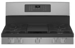 GE JCGB735SPSS Range, 30" Exterior Width, Gas Range, Self Clean, Gas Burners, Convection, 5 Burners, 5.0 cu. ft. Capacity, Storage Drawer, Air Fry, 1 Ovens, 18K BTU, Front Controls, Stainless Steel colour