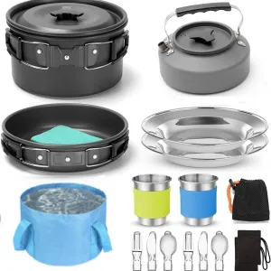 GEEKHOM Stainless Steel Camping Cookware Set - Outdoor Pot and Pan Set with Bonus Cutlery, Storage Bag, Perfect for Hiking, Camping, Backpacking, Picnics
