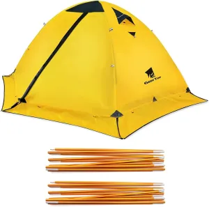 GEERTOP 2 Person Tent for Camping TopRoad 2 Yellow and Replacement Tent Poles Bundle