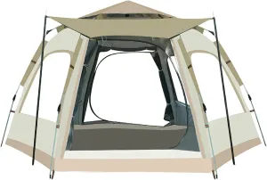 GERRIT Portable Camping Tent for 3-4/5-8 People, Simple Pop-up Tent, Waterproof, Windproof, UV Resistant Outdoor Camping (Size : S)