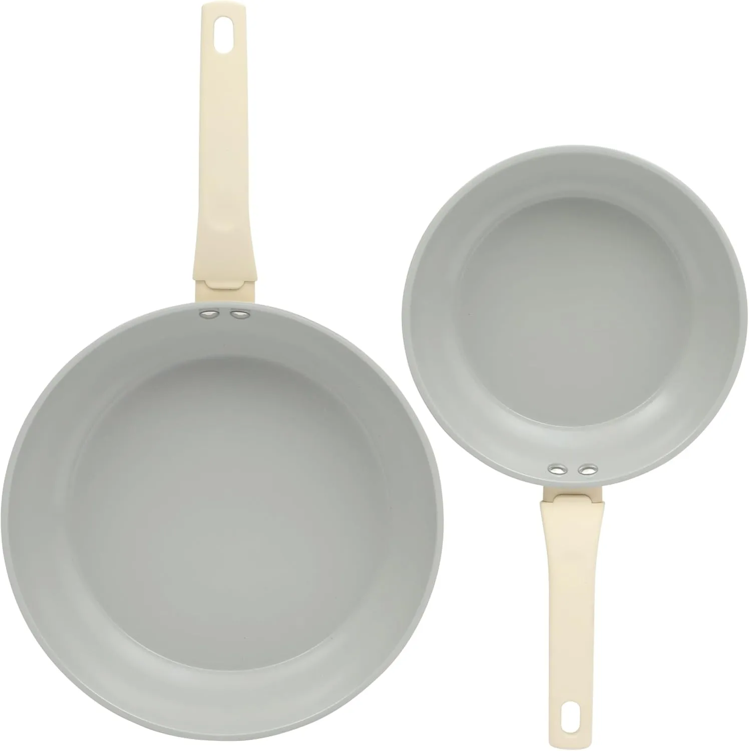 Gibson Home Barnsdall 2 Piece 8 & 10 Inch Aluminum Fry Pan Cookware Non-Toxic Ceramic Non Stick Frying Pan, Kitchen Egg Pan, Omelet Pan, Always Pan, Pots and Pans, Linen White, Induction Safe