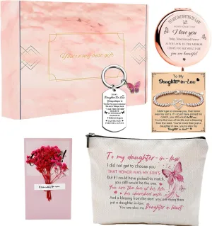 Gifts for Daughter in Law, 5pcs Gift Set for Daughter-in-Law Present from Mother in Law,Makeup Bag Gifts for Sons Girlfriend