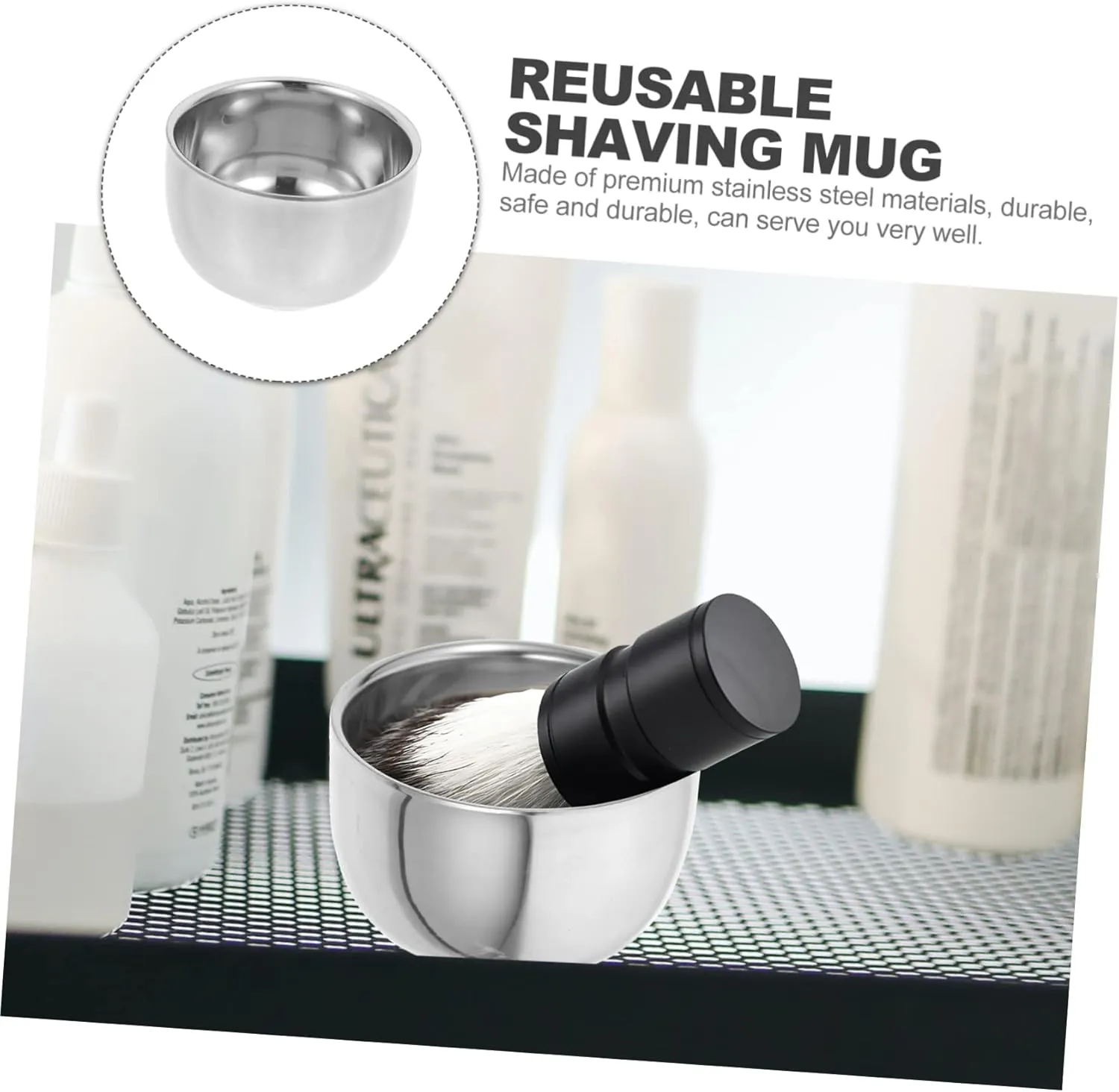 GLEAVI 3pcs Shaving Cup for Men Aluminum Shaving Bowl Shave Set High-grade Material Stable Base Perfect Present