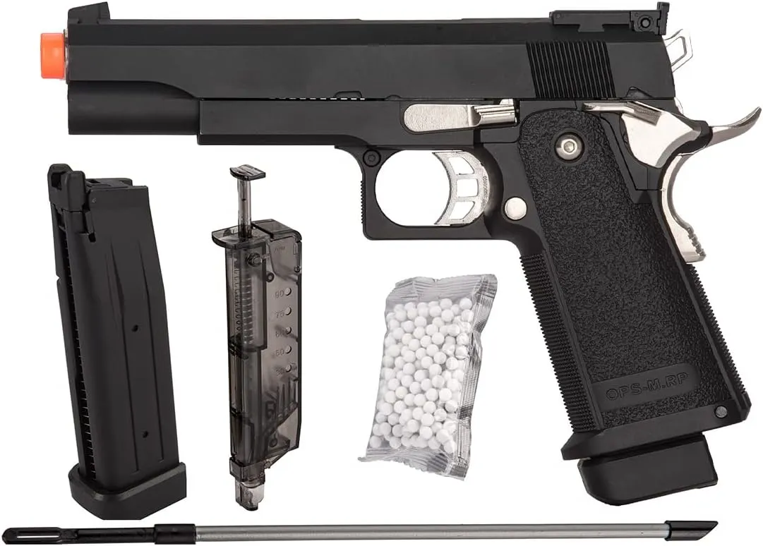 Golden Eagle Steel Airsoft Hand Gun Hi-Capa 1911 Airsoft Pistol with 6mm BBS and Speed Loader