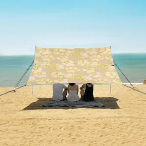 Golden Sparkle Dogs Paws Pattern Beach Camping Tent Sun Shelter for Whole Family, Beach Shade Canopy with UPF50  UV Protection,Easy Set Up and Carry,Outdoor Shade for Trips, Fishing, Backyard