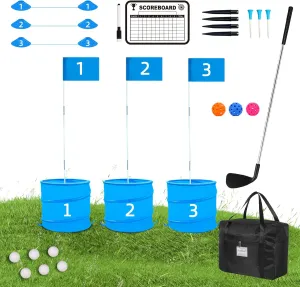 Golf Game with Club,Practice Golf with 3 Buckets, Outdoor Golf Gift for Family and Adults,Holes Golf Outdoor Game for Lawn,Yard,Camping,Park