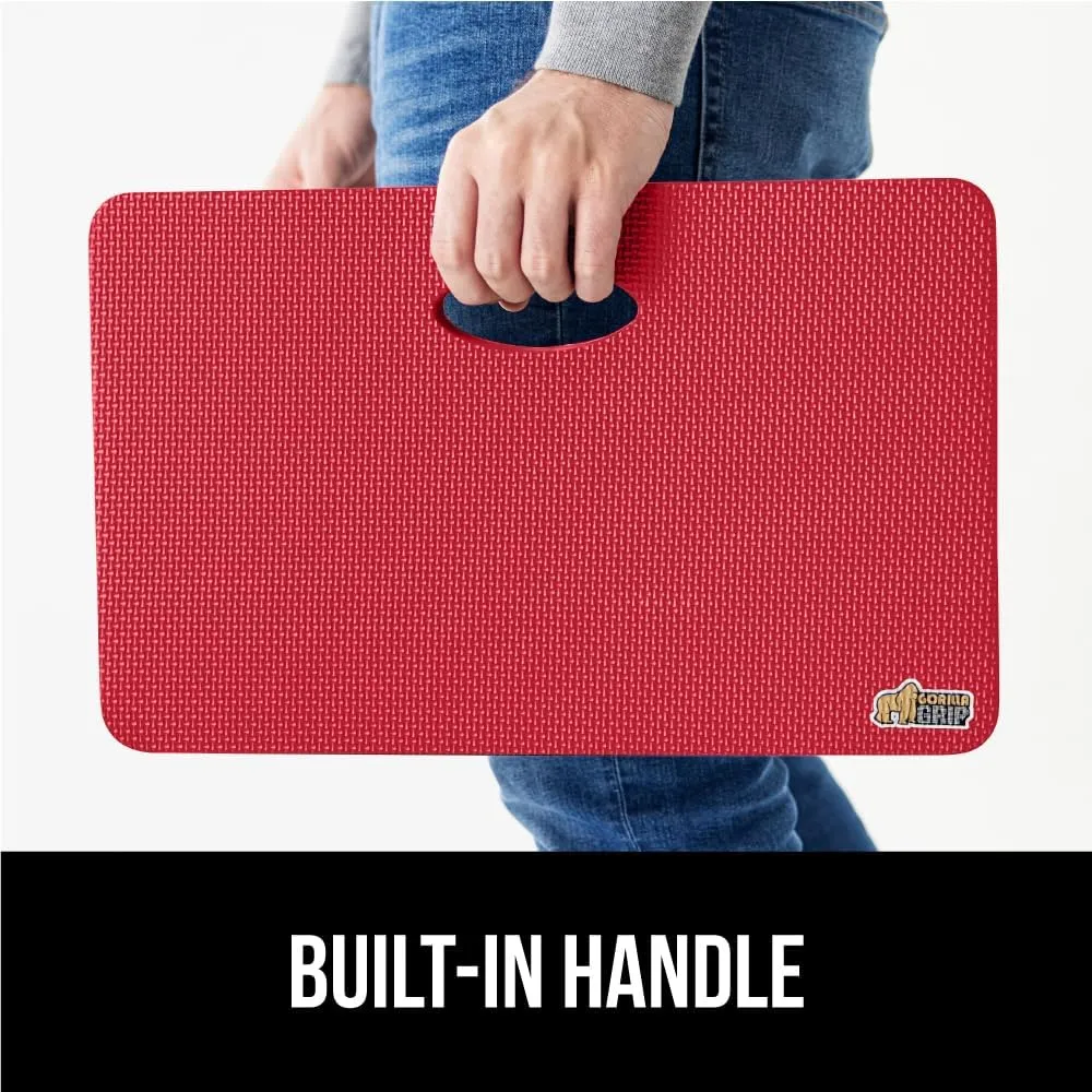 GORILLA GRIP Extra Thick Patent Pending Garden Kneeling Pad, 17.5 x 11 Inch Supportive Soft Foam Knee Cushioning for Gardening, Water Resistant, Bathing Baby, Working Supplies Lightweight, 2 Pack Red