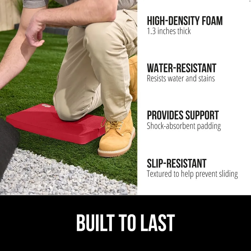 GORILLA GRIP Extra Thick Patent Pending Garden Kneeling Pad, 17.5 x 11 Inch Supportive Soft Foam Knee Cushioning for Gardening, Water Resistant, Bathing Baby, Working Supplies Lightweight, 2 Pack Red