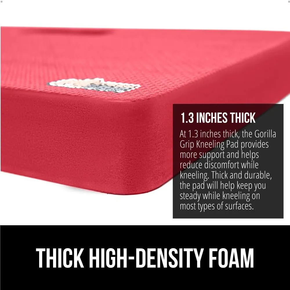 GORILLA GRIP Extra Thick Patent Pending Garden Kneeling Pad, 17.5 x 11 Inch Supportive Soft Foam Knee Cushioning for Gardening, Water Resistant, Bathing Baby, Working Supplies Lightweight, 2 Pack Red