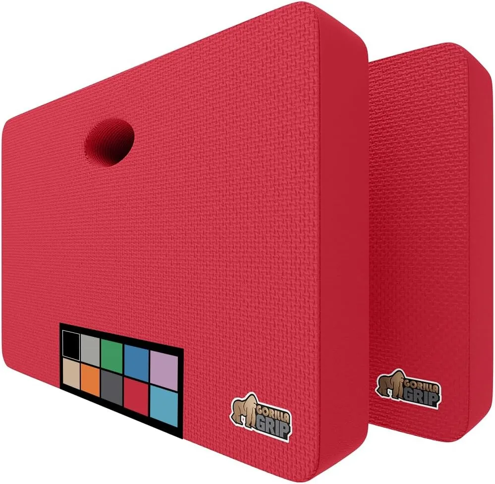 GORILLA GRIP Extra Thick Patent Pending Garden Kneeling Pad, 17.5 x 11 Inch Supportive Soft Foam Knee Cushioning for Gardening, Water Resistant, Bathing Baby, Working Supplies Lightweight, 2 Pack Red