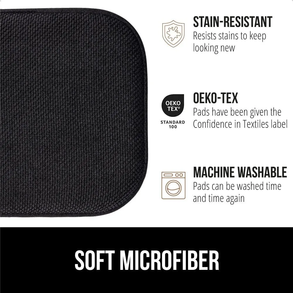 GORILLA GRIP Slip Resistant Chair Cushions, No Ties Required, Memory Foam Pads for Dining Room, Kitchen Table, Office, Rocking Chairs, Plush Seat Cover Cushion Pad, Home Decor, Set of 4 16x16, Black