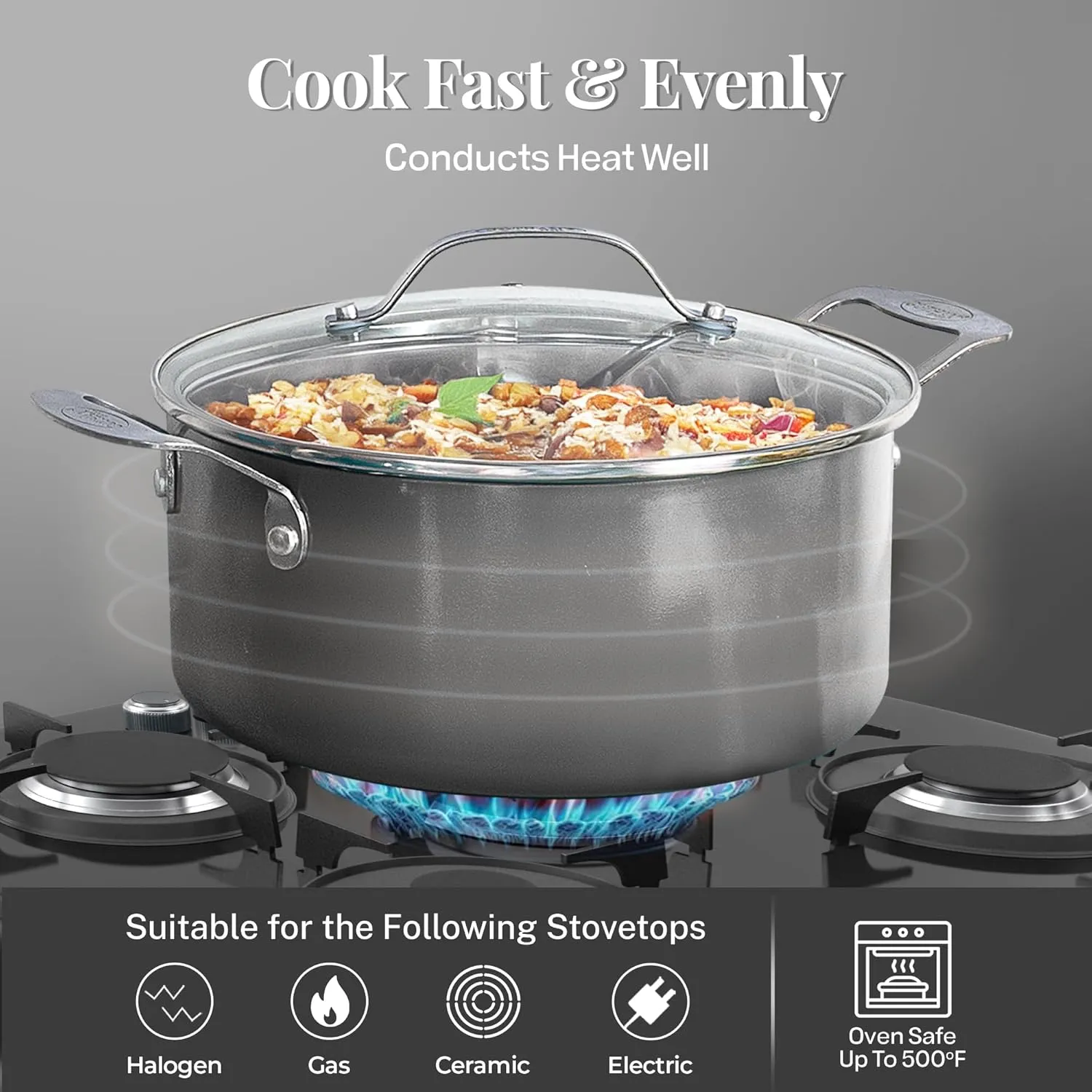 Gotham Steel 12 Pc Ceramic Pots and Pans Set Non Stick, Kitchen Cookware Sets, Pot and Pan Set, Ceramic Cookware Set, Non Toxic Cookware Set, Non Stick Pots and Pan Set, Oven Dishwasher Safe - Copper