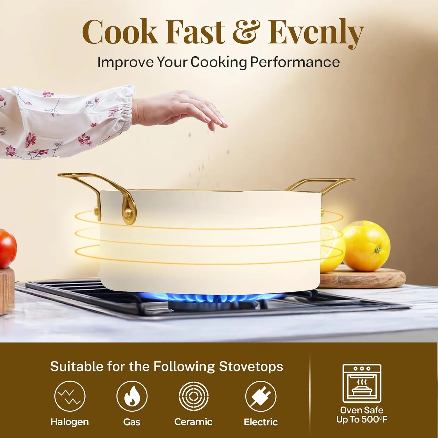 GOTHAM STEEL 15 Pc Ceramic Cookware Set Nonstick, Pots and Pans Set Non Stick for Kitchen with Frying Pan, Sauce Pan, Pots and Pans for Cooking, Non Toxic Cookware Sets, Oven and Dishwasher Safe