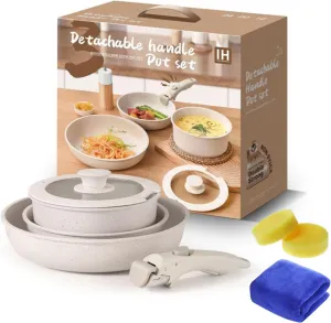 Gourmetific Cookware Set, 5-Piece Detachable Handle Set